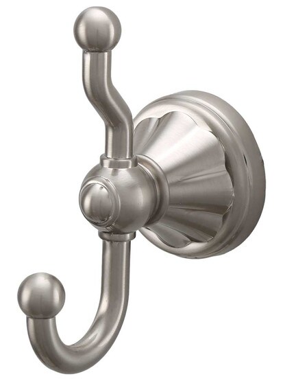 Hudson Double Bath Hook in Satin Nickel.